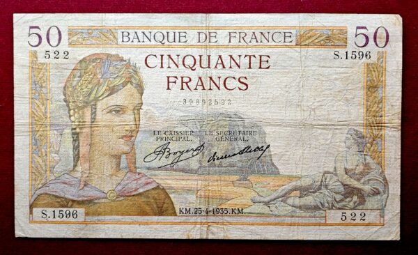 France 50 Francs - Ceres Gardens of Versailles 1935 Banknote