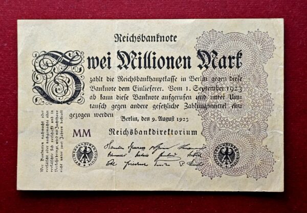 Germany Reichsbanknote 2 Million Mark 1923 Banknote