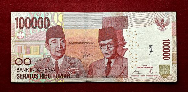 Indonesia 100000 Rupiah 2014 Dr. Ir. Soekarno "Misprint" Error Note - Image 2