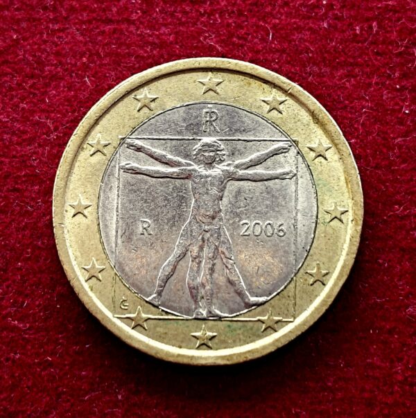 Italy 1 Euro 1st map Vitruvian Man 2006 Coin