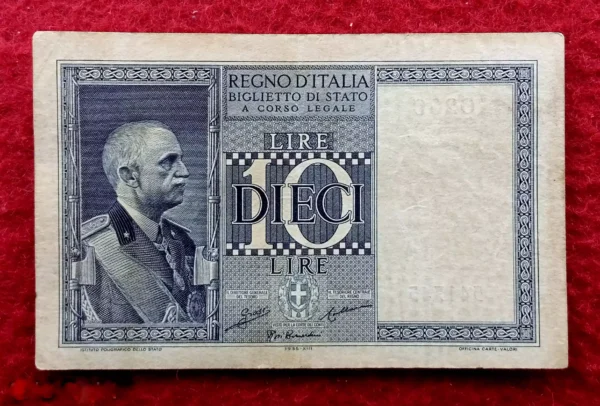 Italy 10 Lire Banknote 