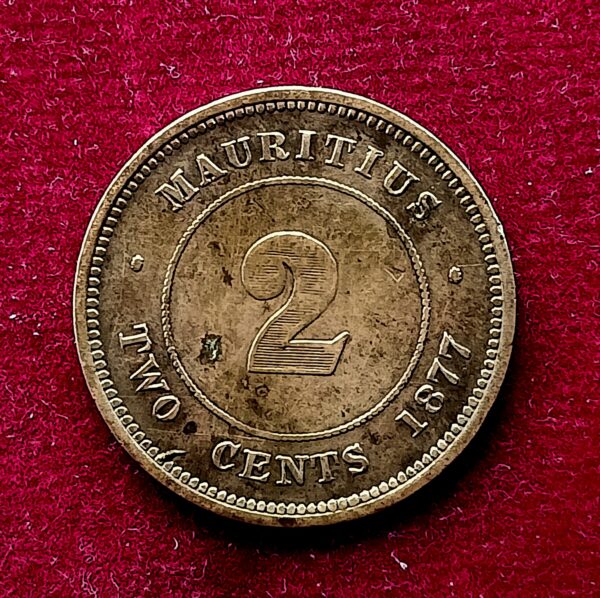 Mauritius 2 Cents - Queen Victoria 1877 Coin