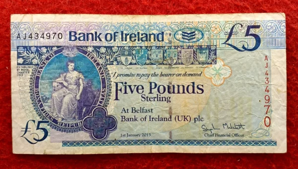 Northern Ireland 5 Pounds Bank of Ireland 2013 Banknote