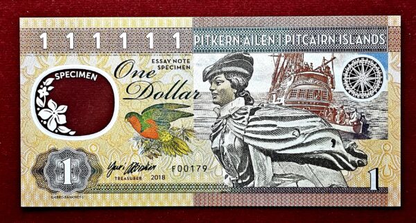 Pitcairn Islands (British Overseas Territories) 1 Dollar Pitcairn Islands 2018 Polymer Commemorative Banknote