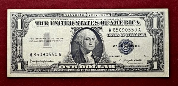 United States (USA) 1 Dollar Silver Certificate Sign By Clarence Douglas Dillon (Blue Seal) 1957 Banknote