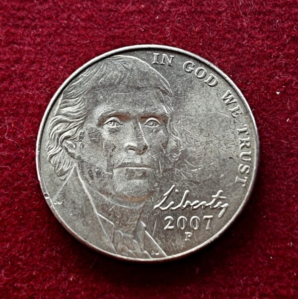 United States (USA) 5 Cents “Jefferson Nickel”  Return to Monticello 2007 Coin P (Mint of Philadelphia)