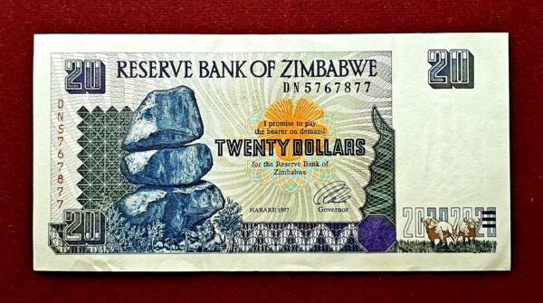 Zimbabwe 20 Dollars Victoria Falls 1997 Banknote