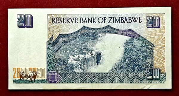 Zimbabwe 20 Dollars Victoria Falls 1997 Banknote - Image 2