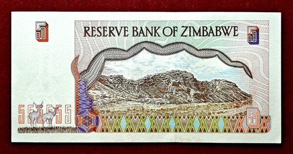 Zimbabwe 5 Dollars Chiremba Balancing Rocks 1997 Banknote - Image 2