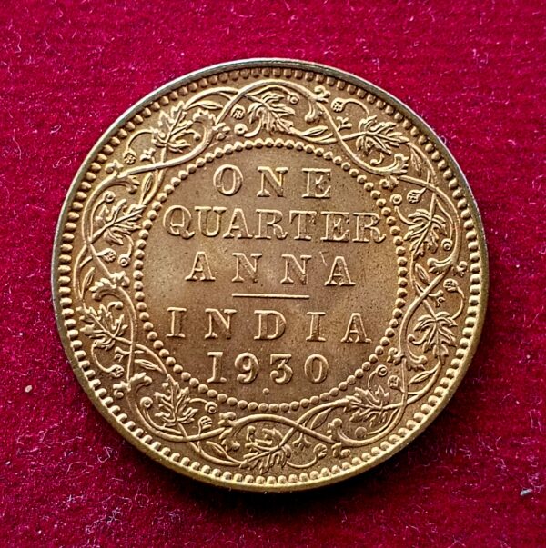 British India 1/4 Anna George V 1930 UNC Coin