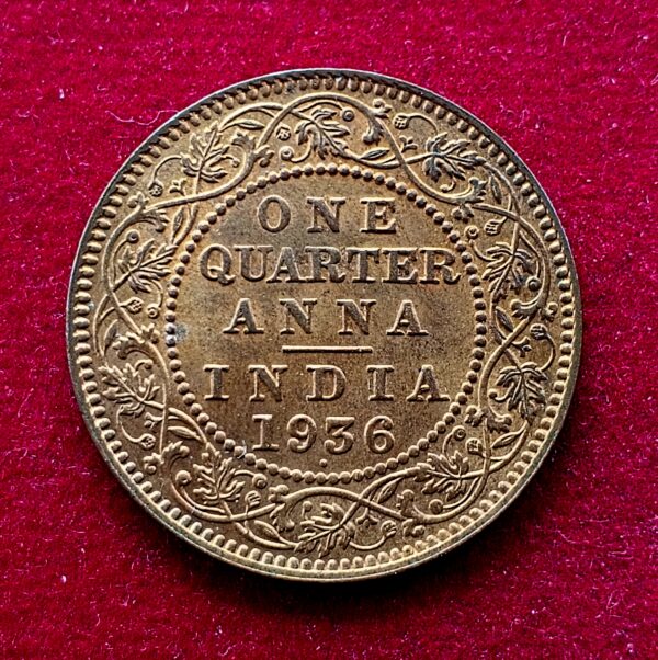 British India 1/4 Anna George V 1936 Coin 