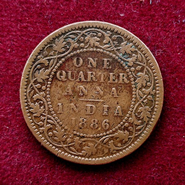 British India 1/4 Anna - Victoria "VICTORIA EMPRESS" 1886 Coin