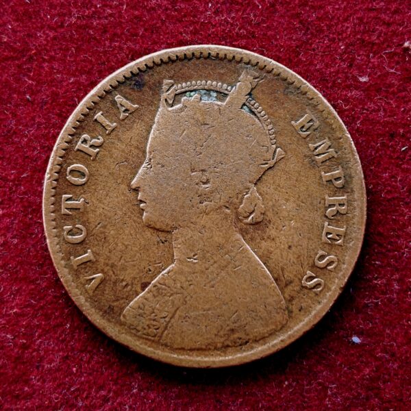 British India 1/4 Anna - Victoria "VICTORIA EMPRESS" 1886 Coin - Image 2