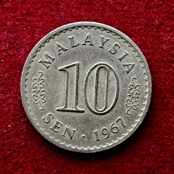  Malaysia 10 Sen - First Series - Parliament 1967 Coin