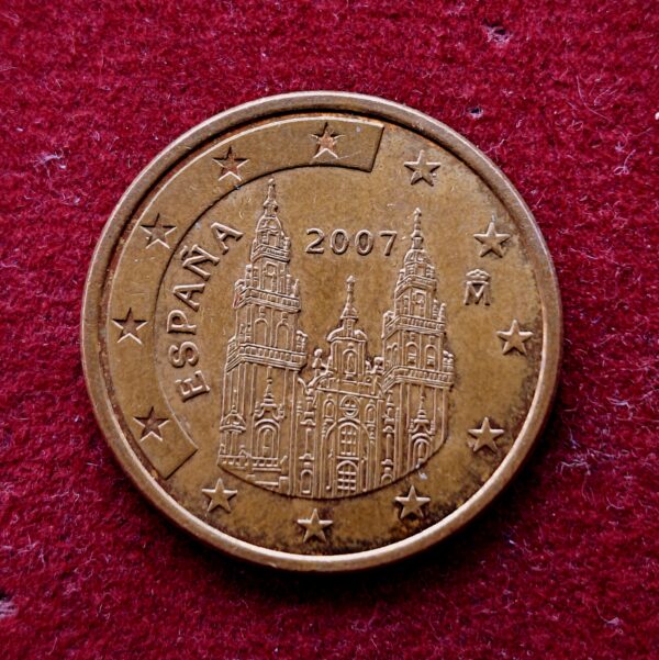 Spain 5 Euro Cents Main facade of Cathedral 1st type 2007 Coin